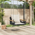 Panchina a Dondolo con Cuscini Nera 63x62x40 cm in Polyrattan