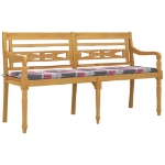 Panchina Batavia con Cuscino Motivo rosso 150 cm Massello Teak