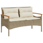 Panchina da Giardino con Cuscini 116x62,5x74cm Beige Polyrattan