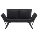 Panchina da Giardino con Cuscini 176 cm Nera in Polyrattan