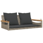 Panchina Dondolo con Cuscini Grigia 109x62x40 cm in Polyrattan