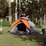 Tenda a Cupola 3 Persone Grigio e Arancione a Rilascio Rapido