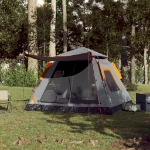 Tenda a Cupola 5 Persone Grigio e Arancione a Rilascio Rapido