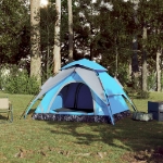 Tenda a Cupola da Campeggio 3 Persone Blu a Rilascio Rapido