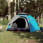 Tenda a Cupola da Campeggio 4 Persone Blu a Rilascio Rapido