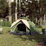 Tenda a Cupola da Campeggio 4 Persone Verde a Rilascio Rapido