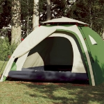 Tenda a Cupola da Campeggio 4 Persone Verde a Rilascio Rapido