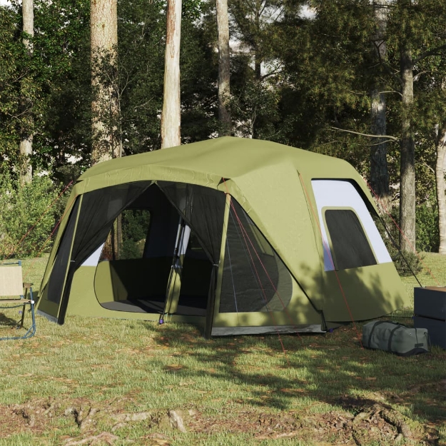 Tenda Campeggio 10 Persone Verde Rilascio Rapido Impermeabile