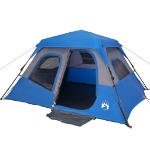 Tenda Campeggio 6 Persone Blu Rilascio Rapido Impermeabile