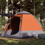 Tenda Campeggio Cabina 4 Pers. Grigio Arancione Rilascio Rapido