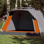 Tenda Campeggio Cabina 4 Pers. Grigio Arancione Rilascio Rapido