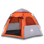 Tenda Campeggio Cabina 4 Pers. Grigio Arancione Rilascio Rapido