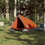 Tenda da Campeggio 2 Persone Grigio e Arancione Impermeabile