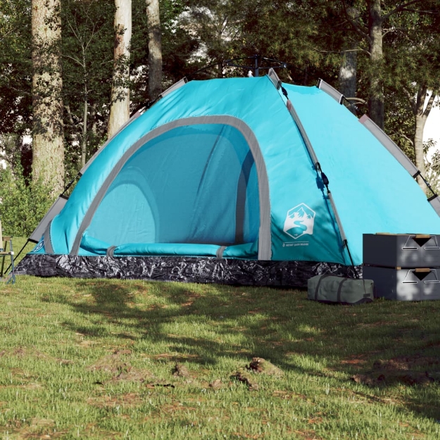 Tenda da Campeggio 5 Persone Blu a Rilascio Rapido