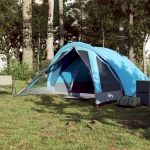 Tenda da Campeggio a Cabina per 4 Persone Blu Impermeabile