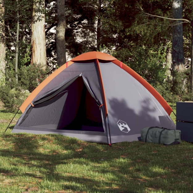 Tenda da Campeggio a Cupola 2 Persone Grigio e Arancione