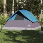 Tenda da Campeggio a Cupola per 4 Persone Blu Impermeabile