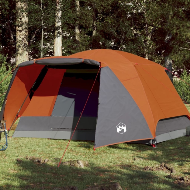 Tenda da Campeggio con Portico 4 Persone Arancione Impermeabile