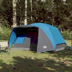 Tenda da Campeggio con Portico per 4 Persone Blu Impermeabile