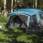 Tenda da Campeggio con Portico per 4 Persone Blu Impermeabile