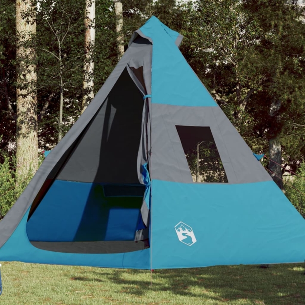 Tenda da Campeggio Tipi per 7 Persone Blu Impermeabile