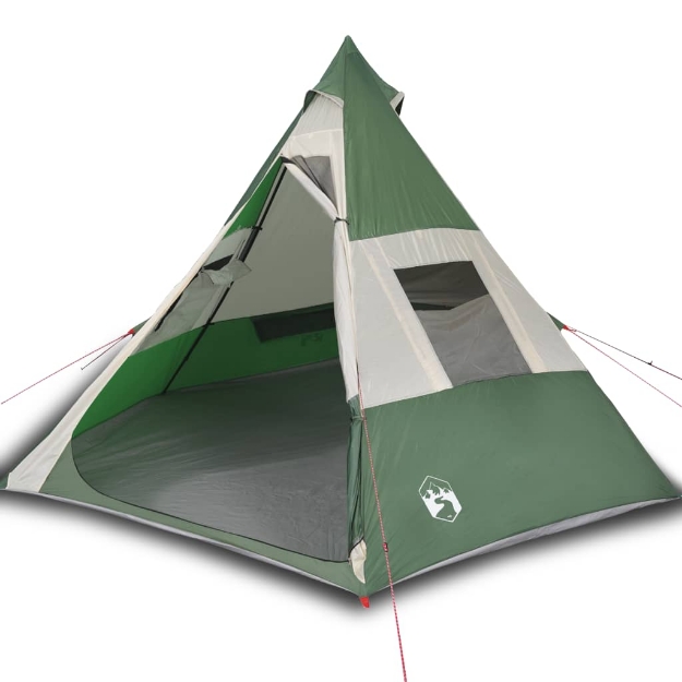 Tenda da Campeggio Tipi per 7 Persone Verde Impermeabile