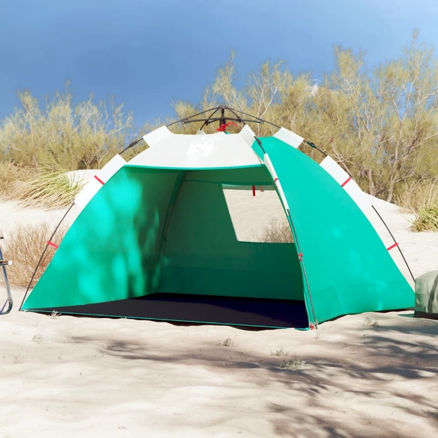 Tenda da Spiaggia 2 Persone Verde Rilascio Rapido Impermeabile