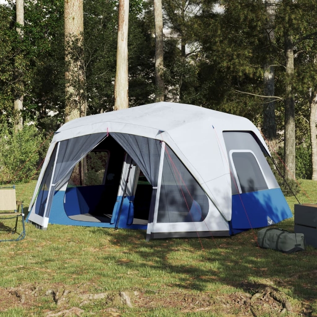 Tenda Famiglia con LED 10 Persone Blu Chiaro a Rilascio Rapido