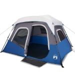 Tenda Famiglia con LED 6 Persone Blu Chiaro a Rilascio Rapido