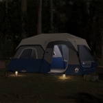 Tenda Famiglia con LED 9 Persone Blu Chiaro a Rilascio Rapido