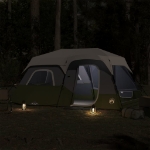 Tenda Famiglia con LED 9 Persone Verde Chiaro Rilascio Rapido