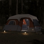 Tenda Famiglia LED 9 Persone Grigio/Arancione Rilascio Rapido