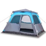 Tenda Familiare a Cupola 6 Persone Blu a Rilascio Rapido