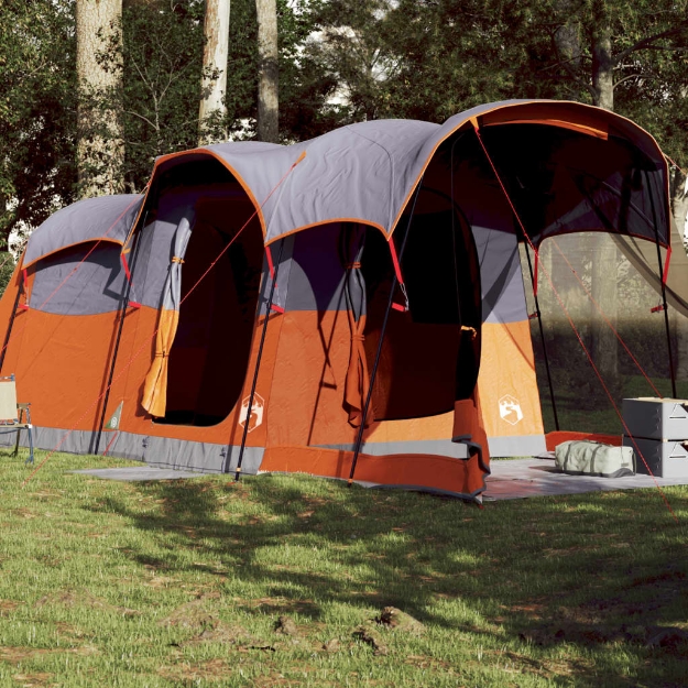 Tenda Familiare a Tunnel 8Persone Grigia Arancione Impermeabile