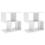 Comodini 2pz Bianco Lucido 50x30x51,5 cm in Legno Multistrato