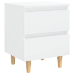 Comodini con Gambe Legno Pino 2pz Bianco Lucido 40x35x50 cm