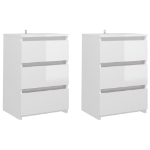 Comodini 2pz Bianco Lucido 40x35x62,5 cm in Legno Multistrato