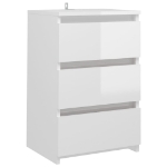 Comodini 2pz Bianco Lucido 40x35x62,5 cm in Legno Multistrato