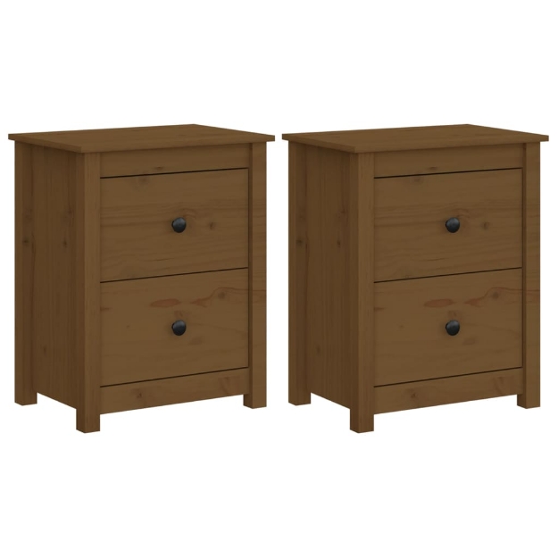 Comodini 2 pz Ambra 50x35x61,5 cm in Legno Massello di Pino