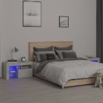 Comodini 2 pz con Luci a LED Grigi Cemento 70x36,5x40 cm