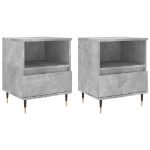 Comodini 2pz Grigio Cemento 40x35x50 cm in Legno Multistrato