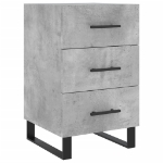 Comodino Grigio Cemento 40x40x66 cm in Legno Multistrato