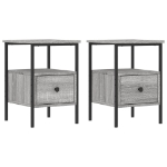 Comodini 2pz Grigio Sonoma 34x36x50 cm in Legno Multistrato