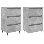 Comodini 2 pz Grigio Cemento 40x35x69 cm in Legno Multistrato