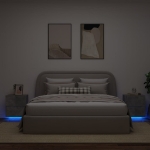 Comodini con Luci LED 2pz Grigio Cemento in Legno Multistrato