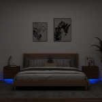 Comodini a Parete con luci LED 2 pz Rovere Marrone