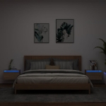 Comodini a Parete con luci LED 2 pz Rovere Sonoma