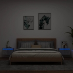 Comodini a Parete con Luci LED 2 pz Grigio Cemento