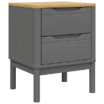 Comodino FLORO Grigio 45x39x57 cm in Legno Massello di Pino