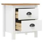 Comodino Hill Bianco 46x35x49,5 cm Legno Massello di Pino